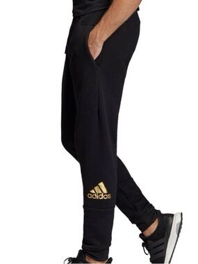 adidas Black Joggers with Gold Logo